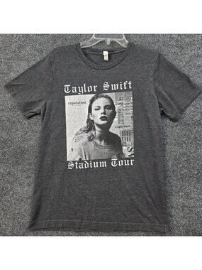 Taylor Swift Tee M Gray Grunge Edgy Gothic 2018 Reputation Tour Concert Merch